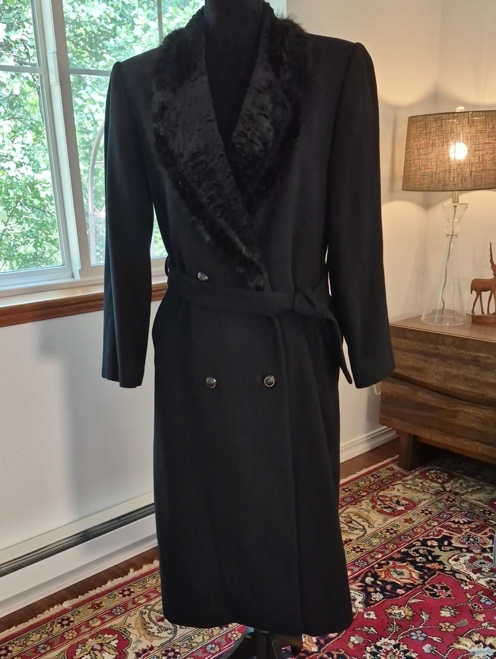 BELLA Y2K Wool Trench With Perdian Style Collar Black 10